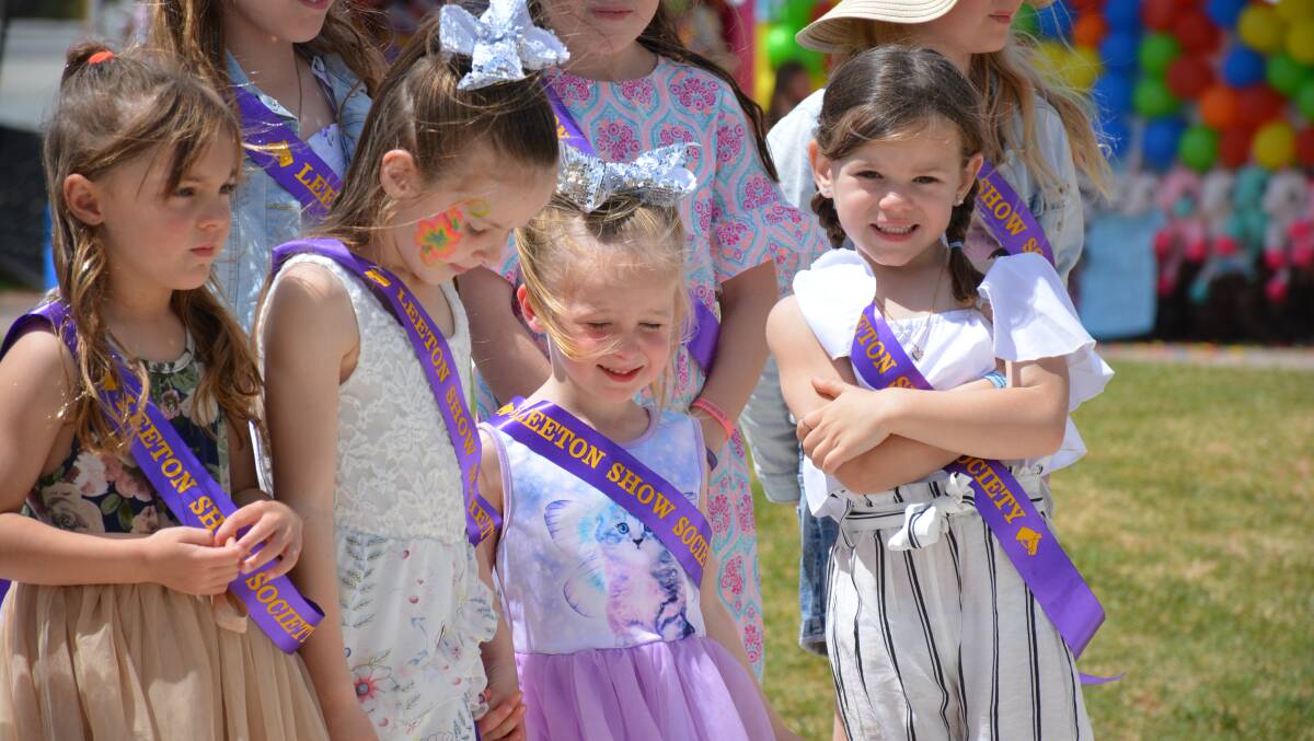 TAKING PART: Some of the junior entries in the Leeton Show Society's showgirl competition during last year's event. 