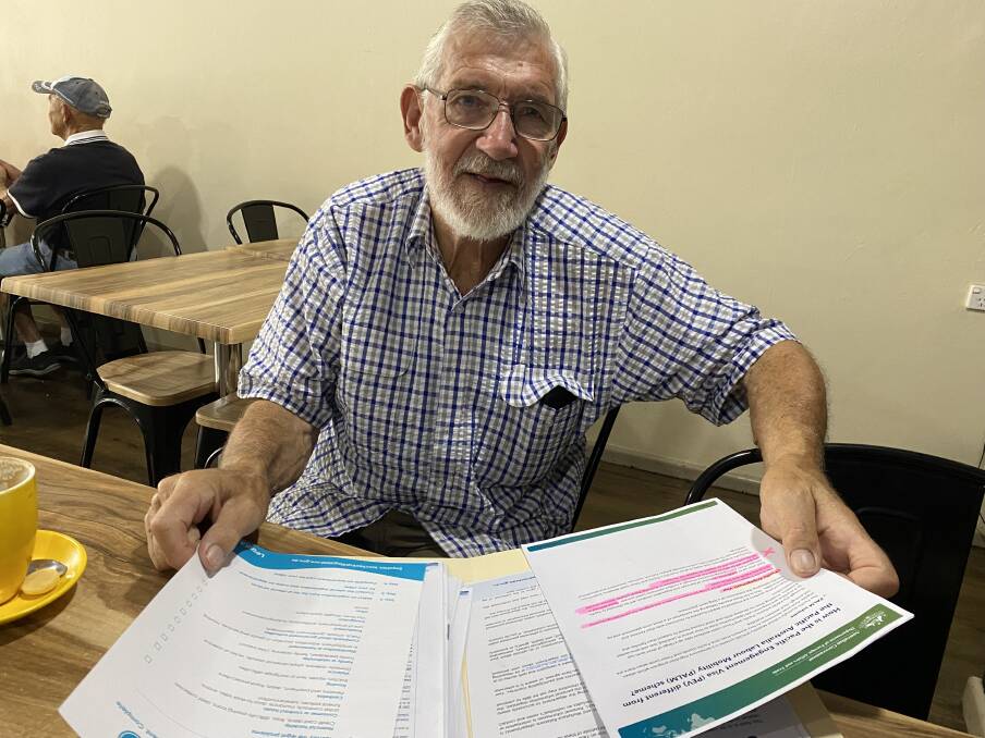 Leeton Multicultural Support Group chairman Paul Maytom goes over information and notes on the PALM Scheme. Picture by Talia Pattison 