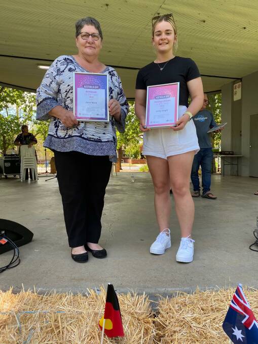 HONOUR: Anna Nardi (left) is the 2022 achiever of the year, with Emily Wright the young citizen of the year. Absent: Young achiever of the year Noah Sands and citizen of the year Peta Sinclair. Photo: Talia Pattison 