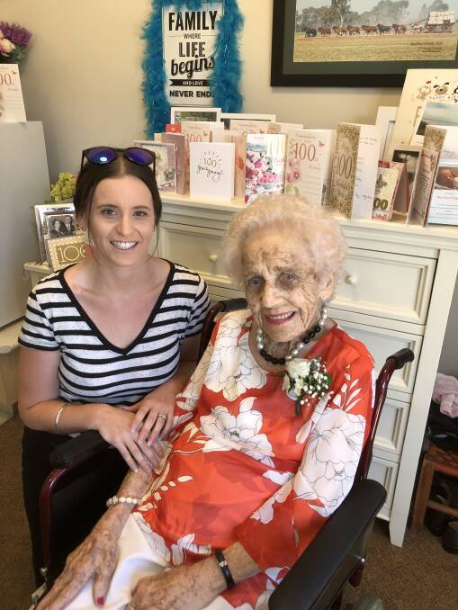 Irrigator journalist Talia Pattison wishes Marjory McCormack all the best on her 100th birthday.