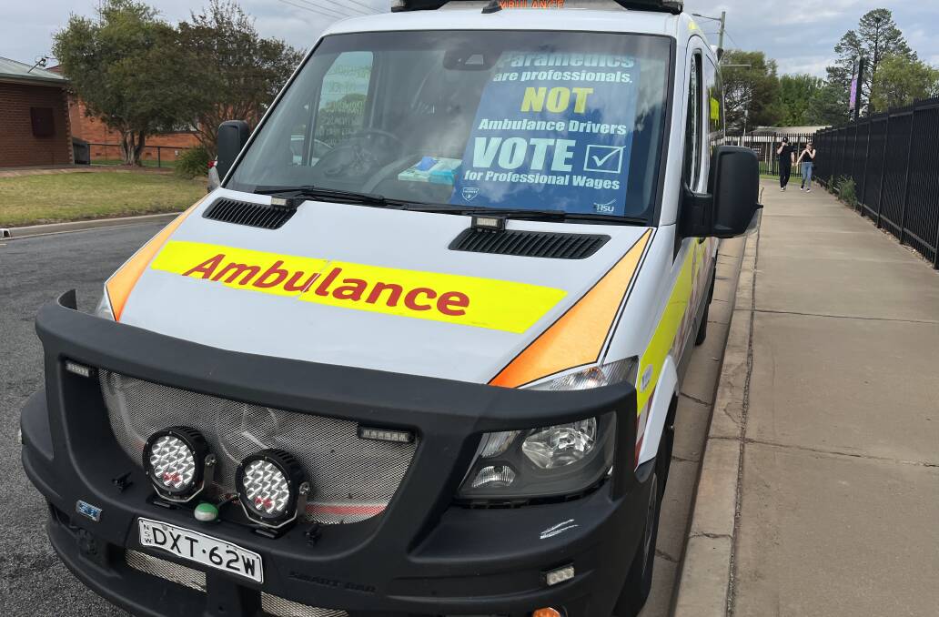 This Leeton ambulance was parked outside the Leeton Public School polling booth on Saturday, giving residents food for thought as they cast their vote. Picture by Talia Pattison