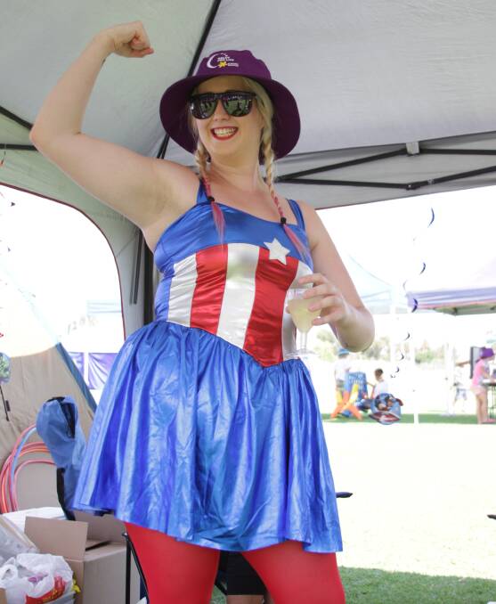 BIG DAY: April Godfrey shows she has the strength to power on through Relay for Life throughout the day and into the night. Photos: Ron Arel 