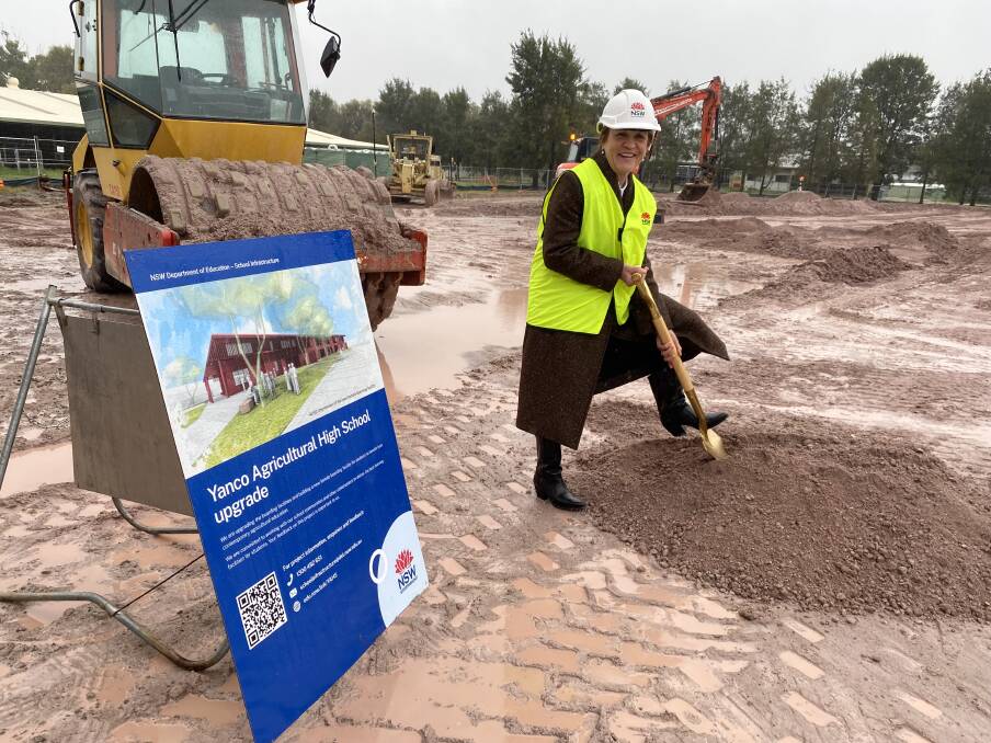 Member for Murray Helen Dalton officially turns the first sod at the site of the new dormitories at Yanco Agricultural High School on Tuesday, July 4. Picture by Talia Pattison