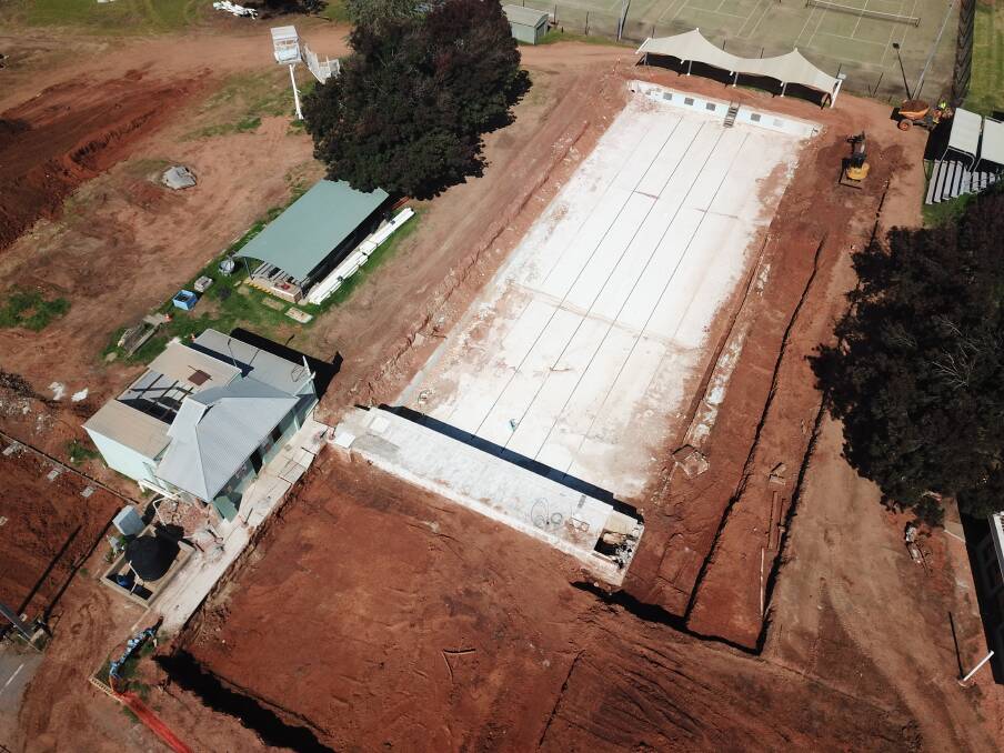 An aerial view of the Leeton pool upgrade in progress. Photo: Contributed 