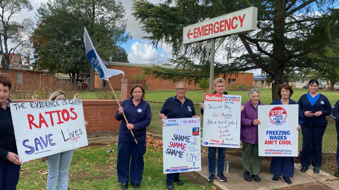 DESERVING OF MUCH BETTER: Leeton shire's nurses rallied in May outside the hospital. 