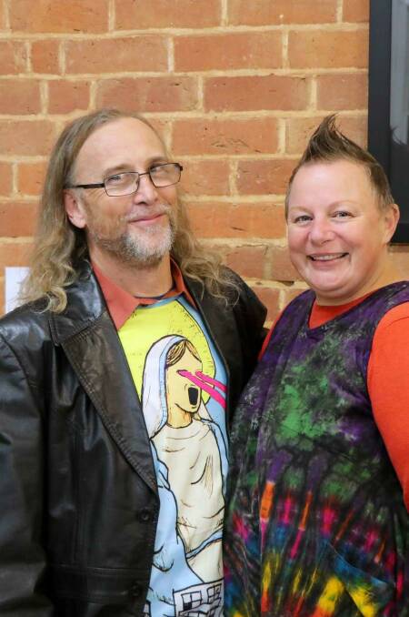 SKILL: Jason Richardson and Jo Roberts at the RIverina Birds exhibition opening in Jerilderie. Photo: Camille Whitehead