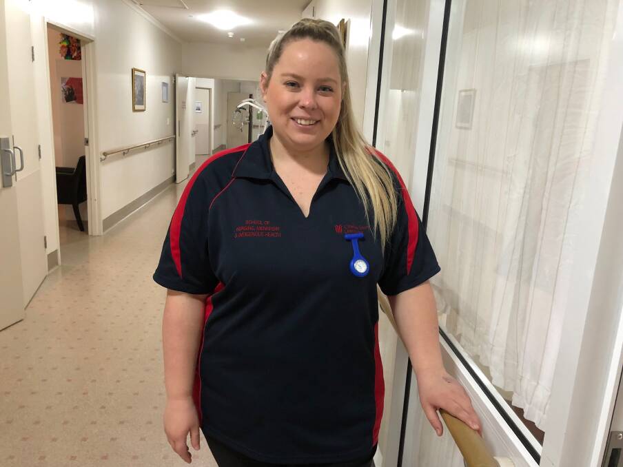 ON THE GROUND LEARNING: Nicola Robinson will soon be finishing her Bachelor of Nursing degree and has been enjoying time working at Carramar. Photo: Talia Pattison