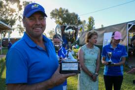 Wangaratta trainer Chris Davis is all smiles after winning his first CopRice Leeton Cup on Saturday. Picture by Kim Woods