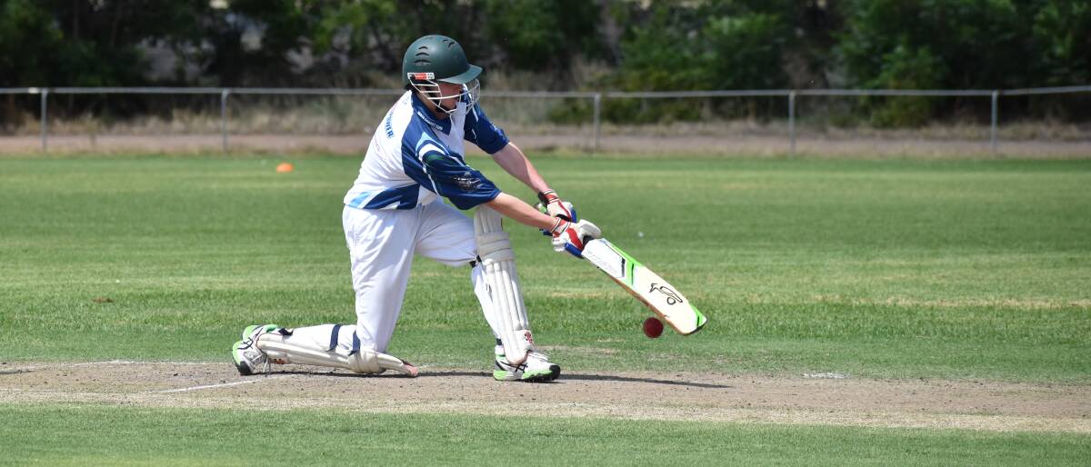 CONNECT: Zac Manwaring attempts to sweep the ball away during Yanco's A grade match up with the L&D CC Ferrets last weekend. Photos: Shaun Paterson