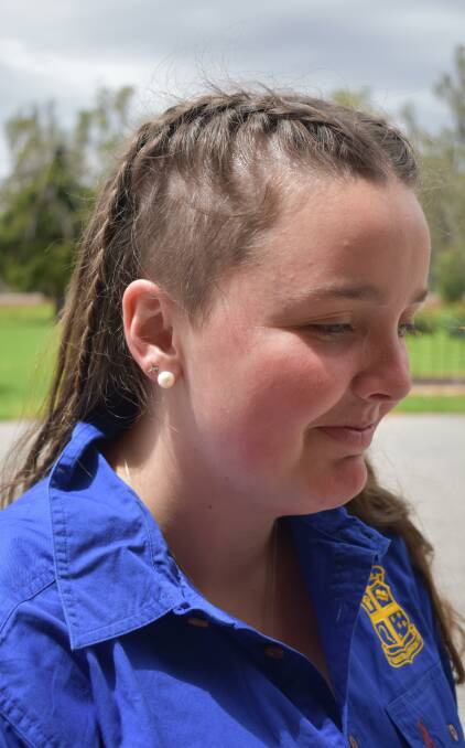 CHARITY ACT: Yanco Agricultural High School student Cleo McLaughlin is crafting her hair into a mullet and then shaving it all off for two special charities. 