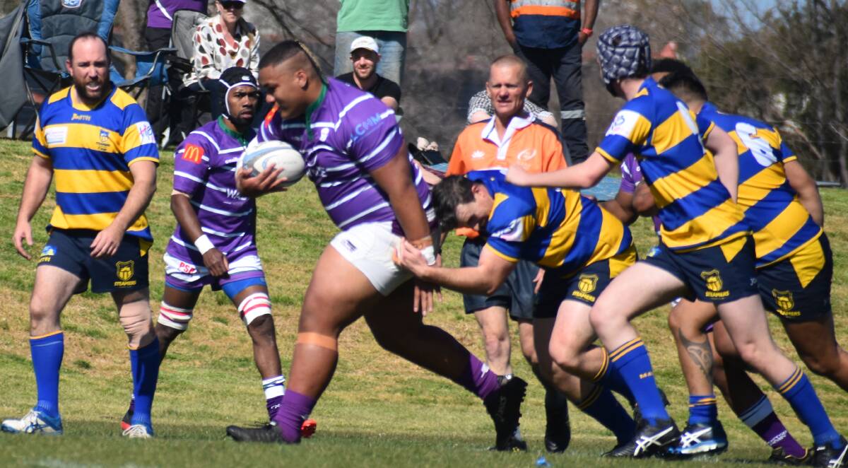 CHANGES: Misi Toia tries shrugs off his opponent during the Phantoms last home game in Leeton in 2020. Photo: Liam Warren