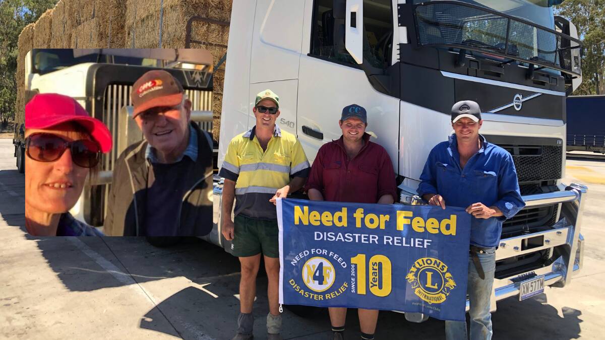 Sue Ryan (left) with her late husband Buster Ryan. Sue is taking part in the Need for Feed hay run this year with the support of Hugh McDonald, Tom Barnes and Alistair McDonald. 