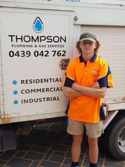 Ryan Ward started as an apprentice plumber late last year with the help of GetSet and his host employer Ben Thompson Plumbing and Gas Services. Picture supplied