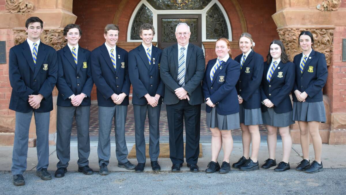 IN THE MIX: Yanco Agricultural High School principal Gary Hunt with next year's prefect group, who will soon roll up their sleeves and get to work. 