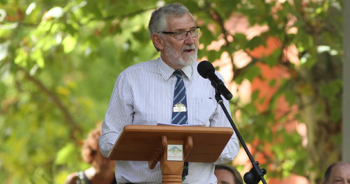UNITY: Leeton Shire Council mayor Paul Maytom gives his annual Australia Day address on Saturday. Photo: Talia Pattison