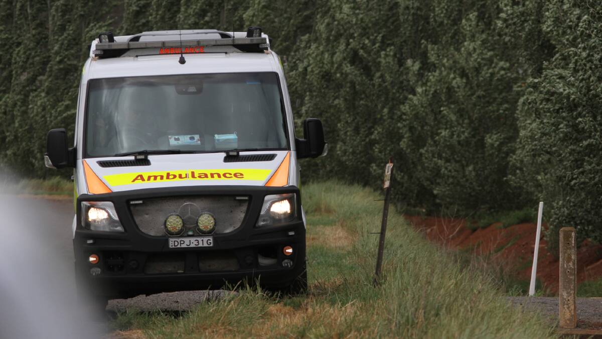 ON SCENE: One of the ambulance vehicles on the scene at Stringer Road Leeton on October 8. Photo: Talia Pattison
