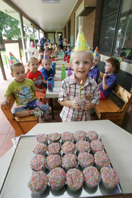 FLASHBACK: In 2012 Riley celebrated his first actual birthday with classmates at Leeton Preschool with cupcakes that were baked by his mother Tanya Melvin. Photo: The Irrigator