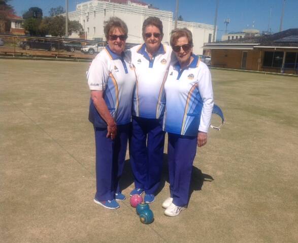 WELL DONE: The Leeton and District Bowling Club's triples champions for 2020 are Elaine Sullivan, Judy Heness and Janet Bell. Photo: Contributed 