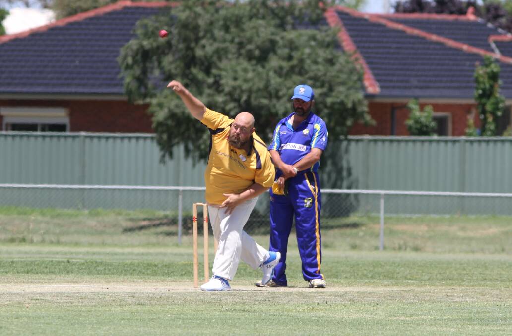 GAME DAY: Narrandera's Brodie Perram sends down a delivery during a recent match against the L&D CC. Photo: Talia Pattison