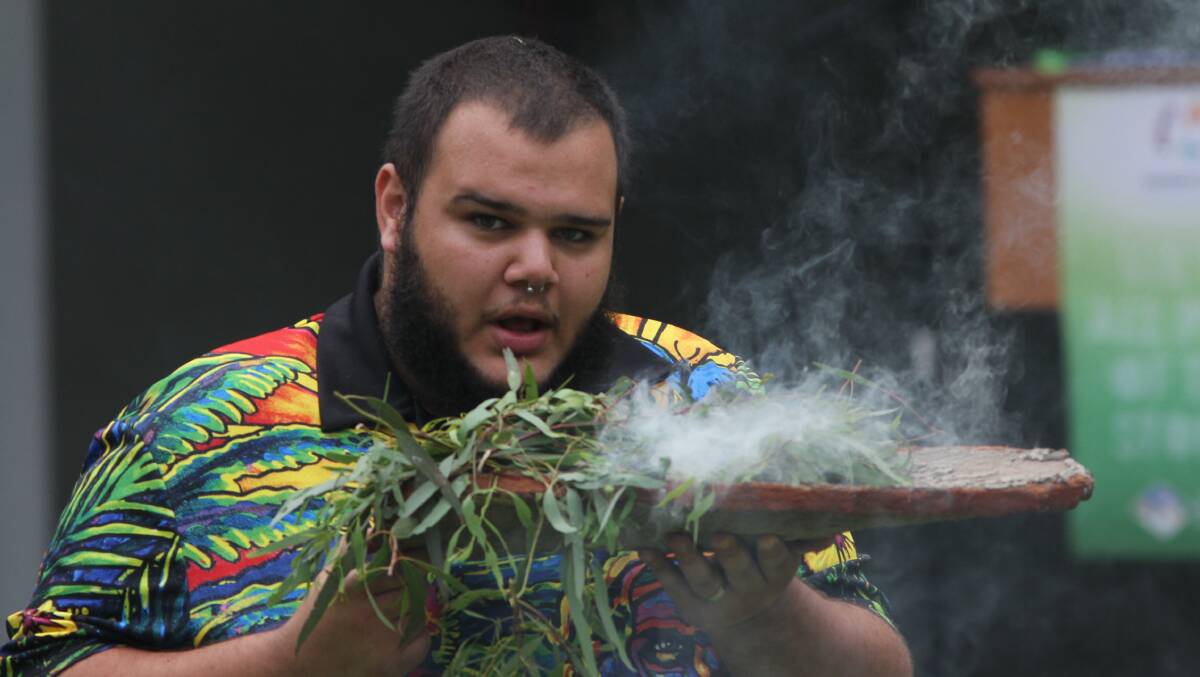 SPECIAL MEANING: Wiradjuri man Elijah Ingram helped conduct the smoke ceremony during the welcome to country. Photo: Talia Pattison 
