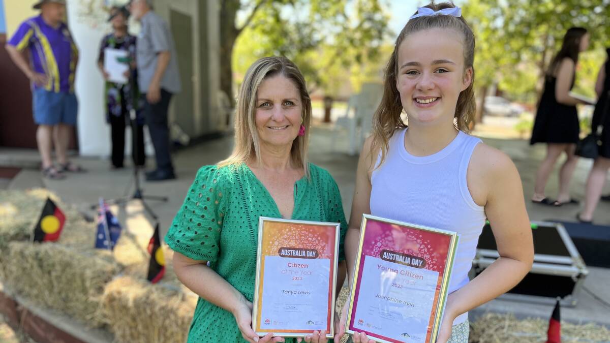 Tanya Lewis (left) was named 2023 Leeton Citizen of the Year and Josie Irvin the 2023 Young Citizen of the Year at the official ceremony in January. Picture by Talia Pattison