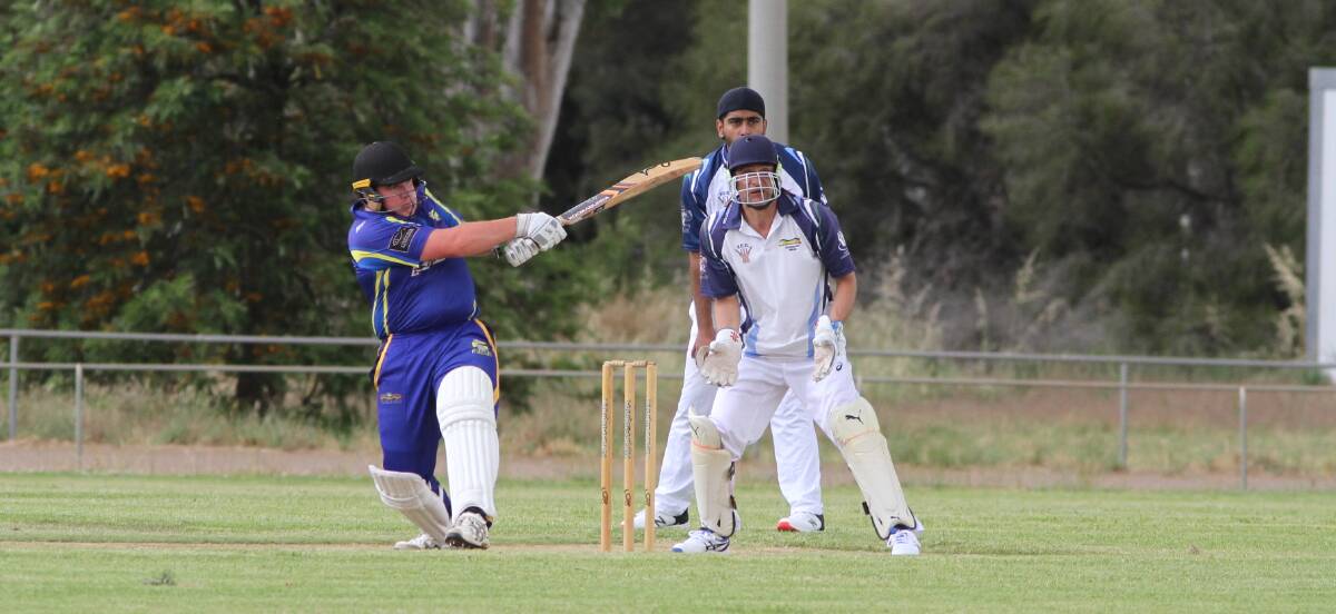 SHOT: Maclean Crompton gets bat to ball during last weekend's clash against Yanco. Photo: Talia Pattison