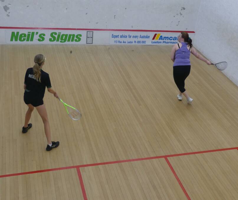 Trinity Patten-Taylor strikes the ball, with Eden Reilly about to return fire. Picture supplied 