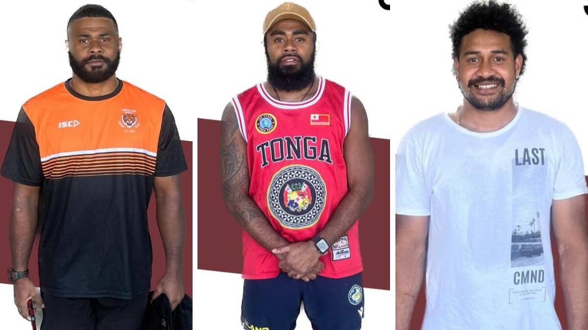 The Yanco-Wamoon Hawks have been bolstering their ranks ahead of the 2024 season, with several new recruits added to the roster, including (from left) Eminioni, Dan Tudia and Remesio Maimasirua. Pictures by Yanco-Wamoon Hawks Football Club