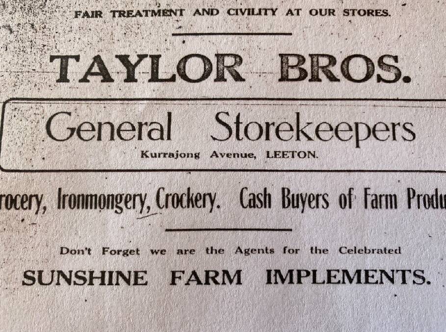 SEARCH: Advertisement for Taylor Bros from The Murrumbidgee Irrigator, March 1915.