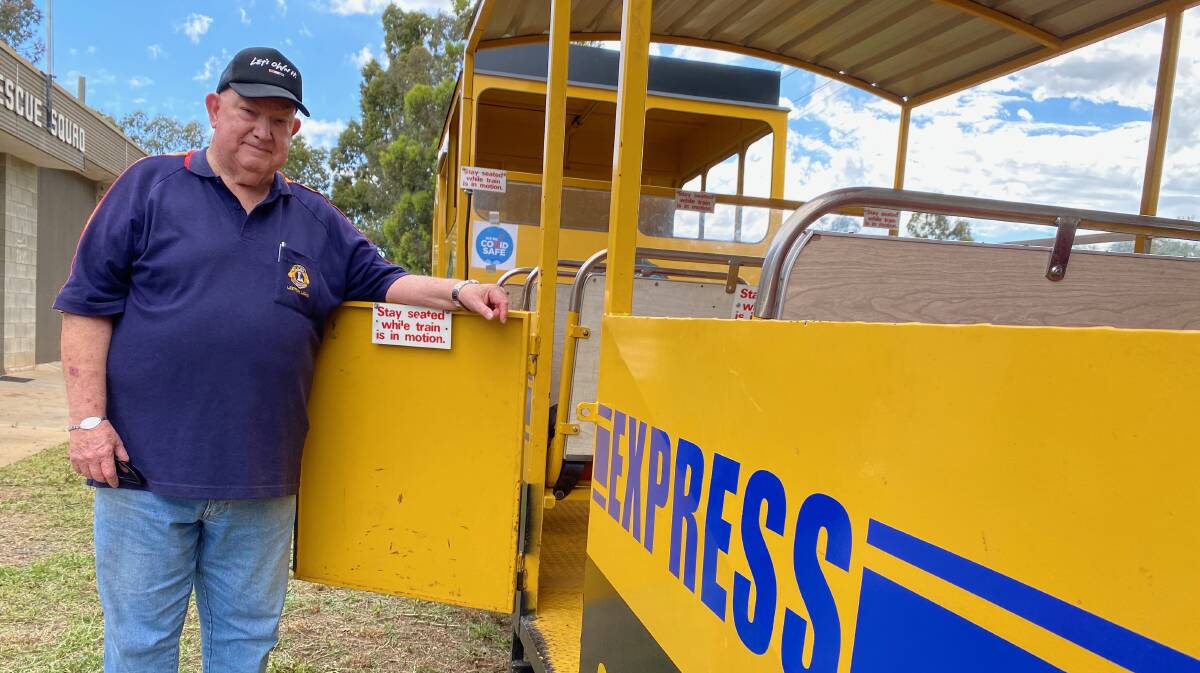 BEST SEAT: Lions Club of Leeton publicity officer Bob Strempel is ready to welcome passengers on board for Christmas lights tours. Photo: Talia Pattison