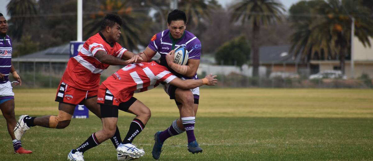 OFF TO DENI: Leeton Phantoms player Paul Ta'avao in action for the side during a home game in Leeton a fortnight ago. Photo: Liam Warren 