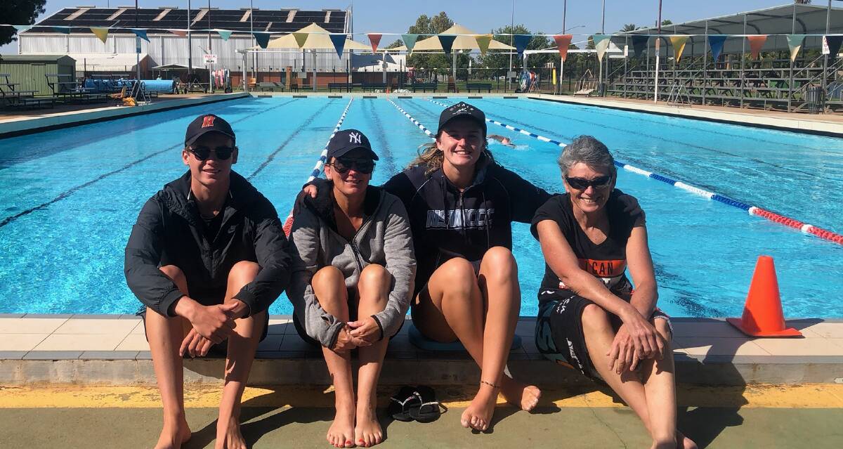 MISSION COMPLETE: Max Norman, Sarah Clyne, Maddy Clyne and Lee Irvine took part in a 12-hour swim to raise money for the Meg Thomas Memorial Court on the weekend. Photo: Contributed 