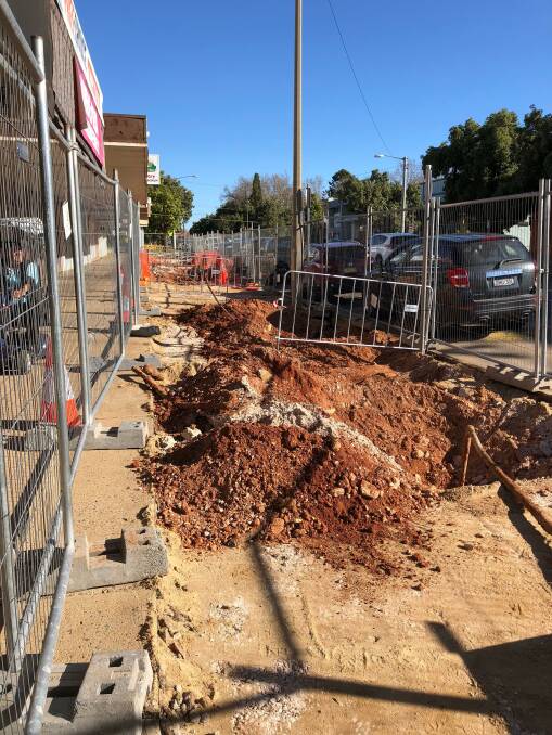 UNDER CONSTRUCTION: Work has started on this footpath area in Wade Avenue by Leeton Shire Council. Photo: Talia Pattison