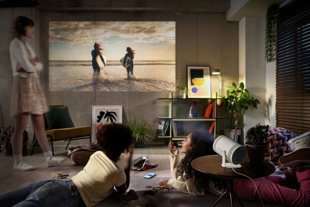 The Samsung Freestyle Portable Projector makes the cinematic experience mobile, indoors, outdoors or even the outback. Picture Samsung 