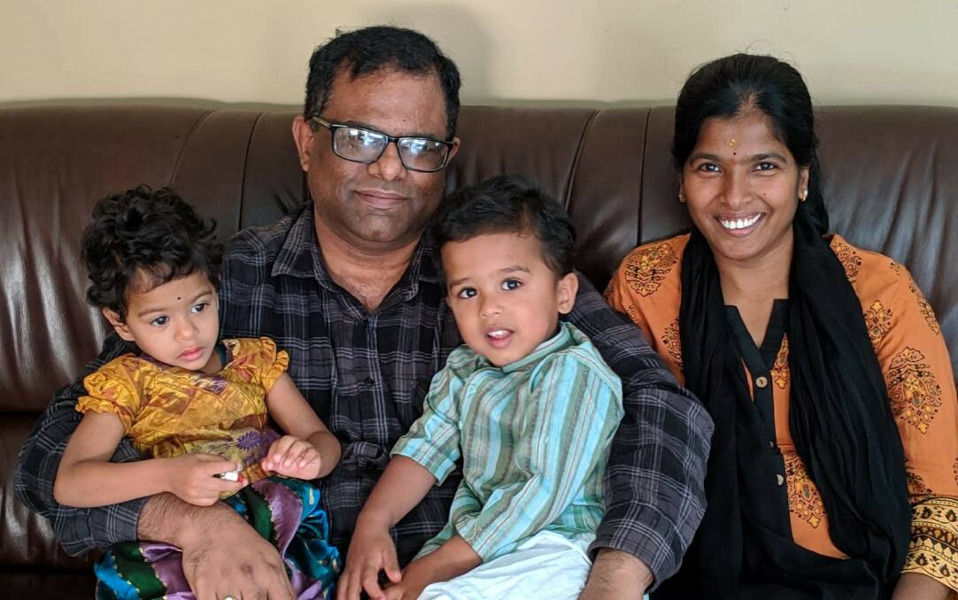 FAMILY: Beginning work in Griffith brings Sunil Adusumilli closer to his wife Sathya Rekha Adusumilli and their two children in Leeton. PHOTO: Contributed