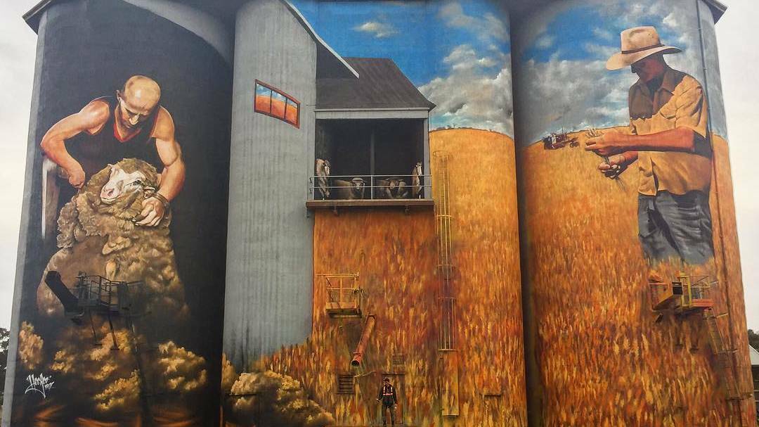 MURAL: The now-famous Weethalle silo art, located near West Wyalong, will feature on limited edition stamps from Australia Post starting next week.