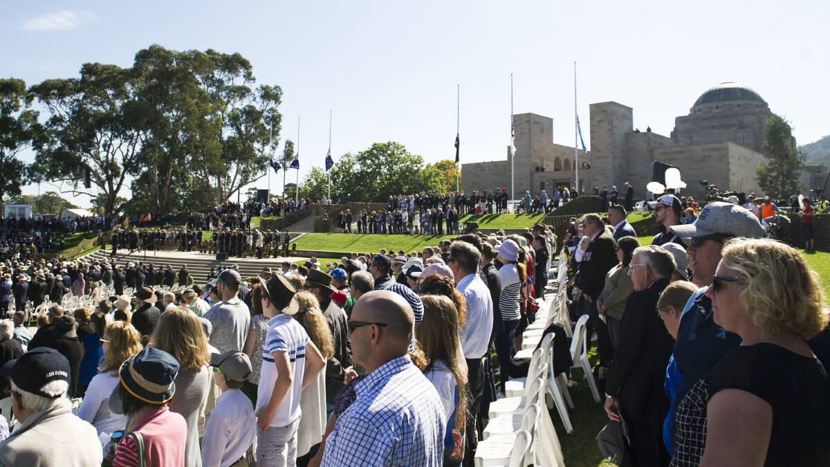 Limited tickets will be available for crowds to attend this year's Anzac Day service at the Australian War Memorial. Picture: Dion Georgopoulos