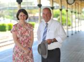 INVESTIGATION: Then NSW transport minister Gladys Berejiklian and then Wagga MP Daryl Maguire at Wagga Railway Station in 2015. Picture: Les Smith