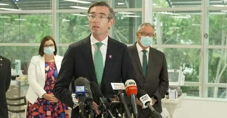 NSW Premier Dominic Perrottet announces changes to the COVID-19 roadmap on Thursday. Picture: Facebook/NSW Health.