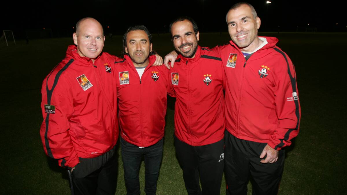 RETURNING: (From left) Andrew Luff, Frank Millemaggi, Daniel Alampi and Frank Alampi. Frank Alampi (far right) has been appointed to lead Leeton United in 2019. 