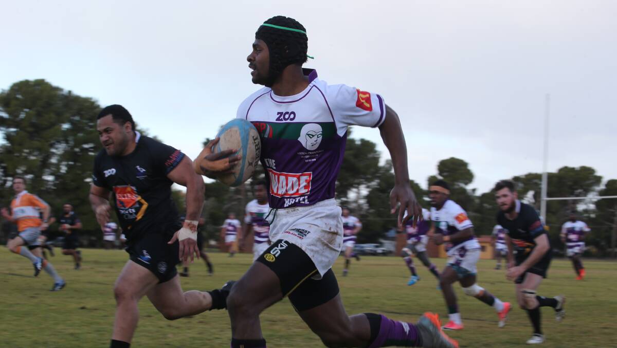 TRY MACHINE: Leeton winger Joe Ratu scored his second hat-trick in as many weeks against Griffith on Saturday. Picture: The Area News