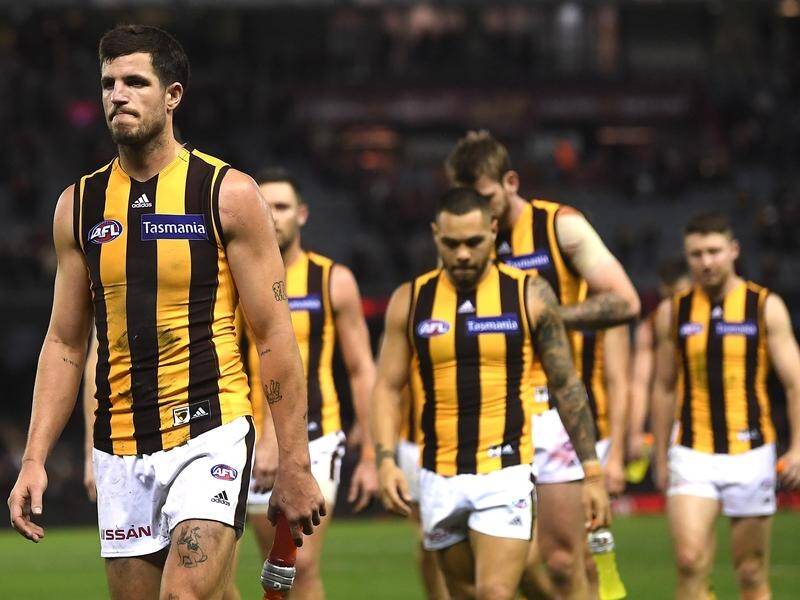Hawthorn captain Ben Stratton had a tough night out against Essendon at Marvel Stadium.