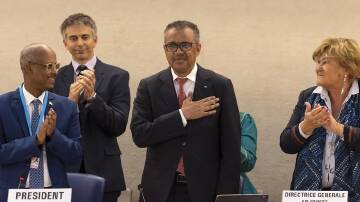 A German minister says Tedros Adhanom Ghebreyesus received 155 of 160 votes to head the WHO.