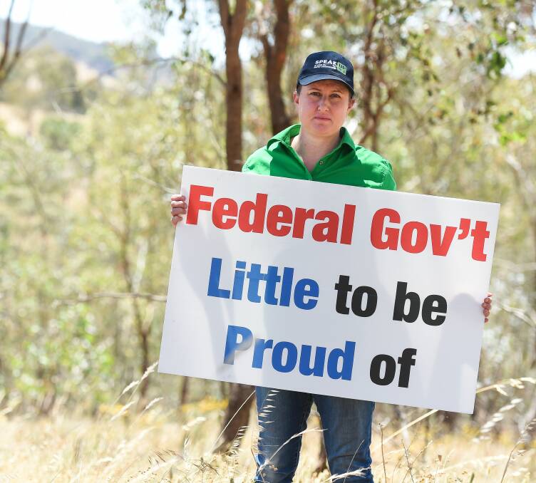 VOCAL: Shelley Scoullar pictured in February ahead of the Convoy to Canberra where groups like Speak Up 4 Water and the Southern Riverina Irrigators lobbied politicians to can the plan. 
