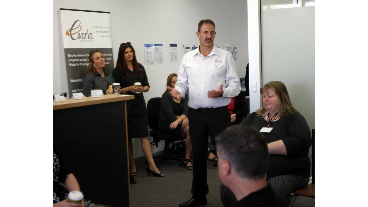 EWORKS Employment Solutions disability employment services regional manager Peter Howden speaks about the company's services at the recent business breakfast.