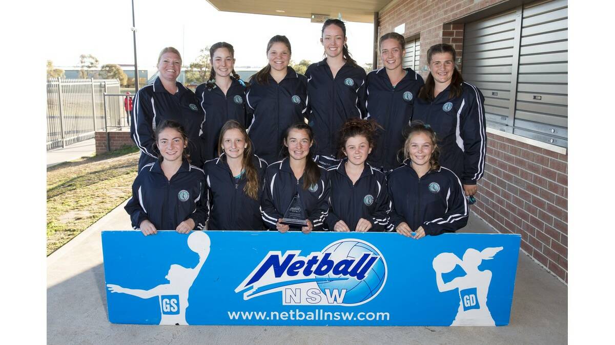 THE Leeton & District 15 years and under division four state champions (back from left) coach Alison Evans, Brianna Papasidero, Tayla Kelly, Kelsey Hanlon, Hannah Buchanan, Zoe Cunial, (front) Daneka McKellar, Jess O'Halloran, Emma Brindley, Laura Diebert and Vanessa Robb. Absent: Rebekah Wilson. 	Picture: SMP Images.