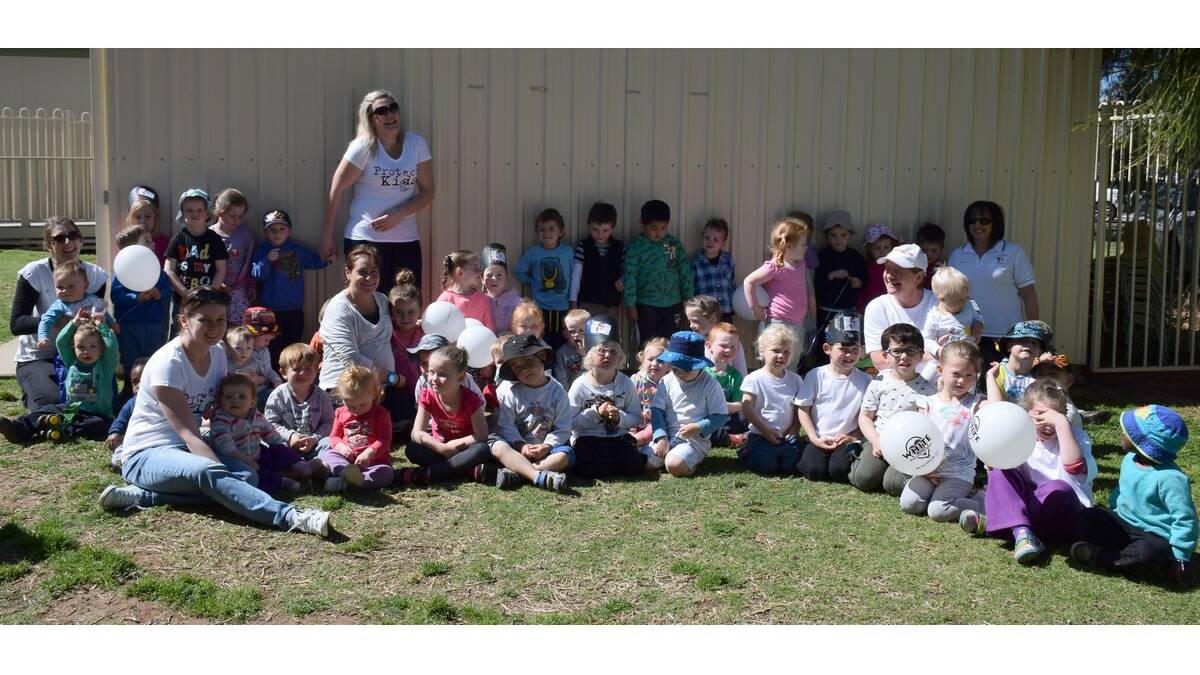 ALTHOUGH unable to participate in the community march with all 59 children, the Leeton Early Leaning Centre supported White Balloon Day with all children wearing white and having white balloons displayed around the centre.