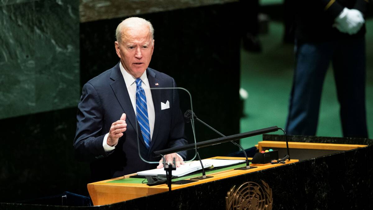 US President Joe Biden delivers remarks to the 76th Session of the United Nations General Assembly in New York on Tuesday.