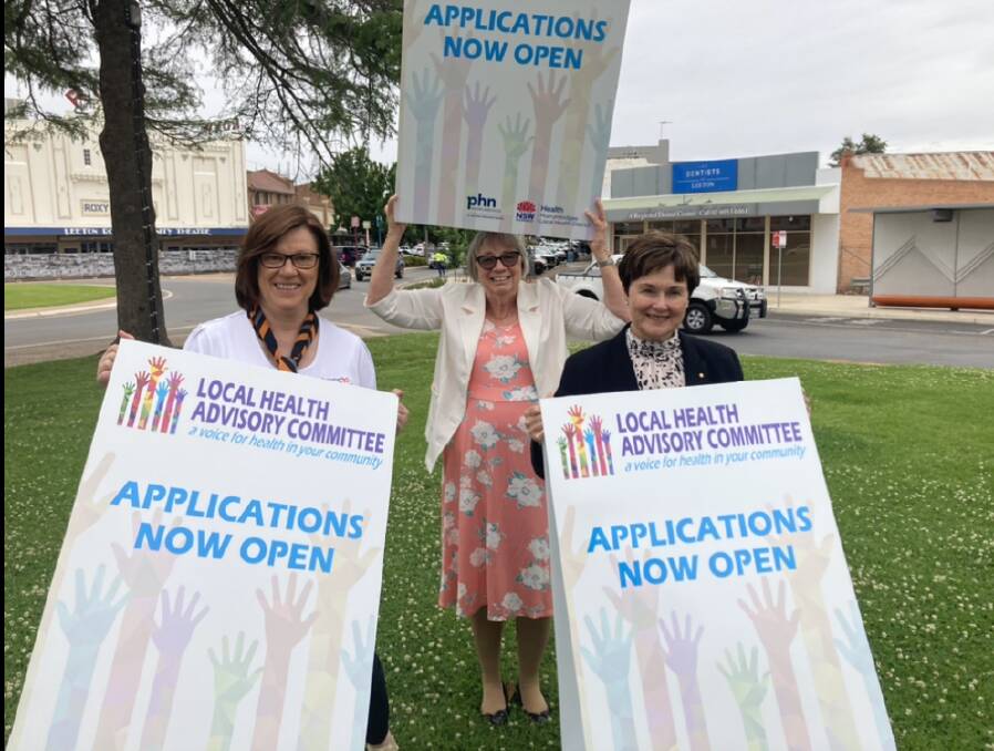 WELCOME: Applications for Local Health Advisory Committee volunteers are open, pictured are LHAC chairwomen Margaret King (Griffith), Gayle Murphy (Narrandera) and Fran Day (Lockhart). PHOTO: Contributed