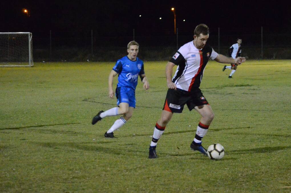 GOOD TOUCH: Conor Edenden in action for Leeton United during their game against Hanwood. PHOTO: Liam Warren